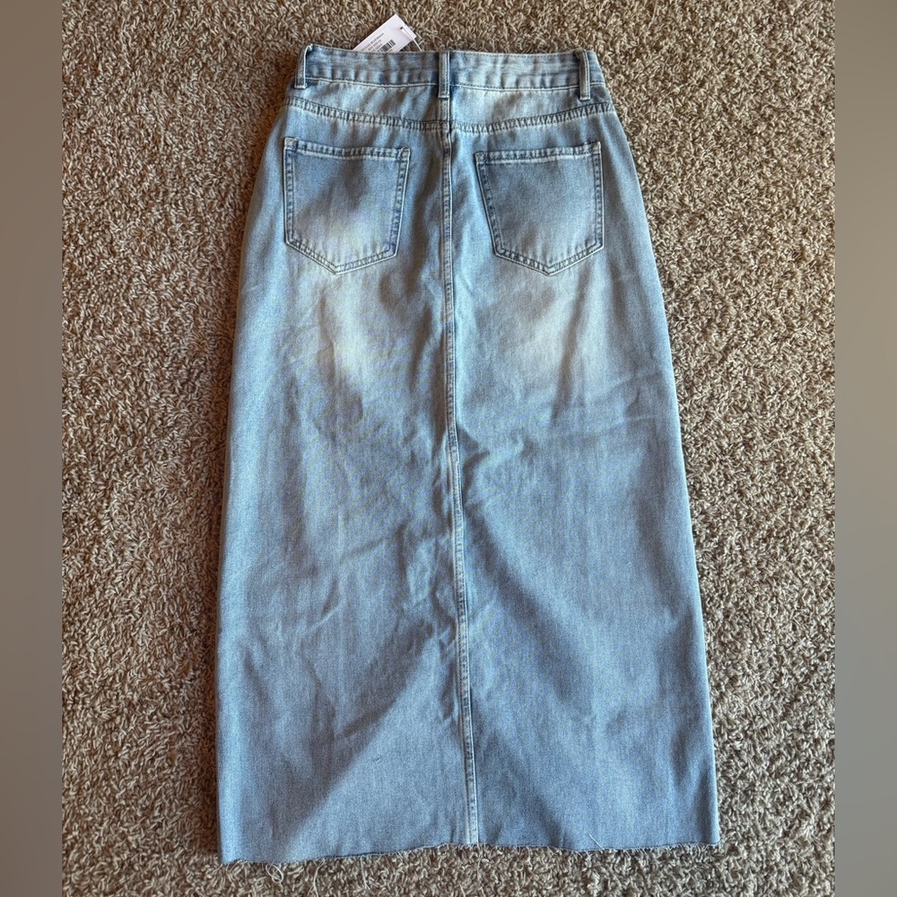 Dana Front Slit Denim Midi Skirt - Picture 4 of 4